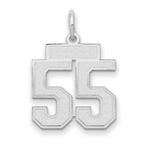 Small Satin Number 55 Charm Pendant in Real 14k White Gold