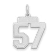 Small Satin Number 57 Charm Pendant in Real 14k White Gold