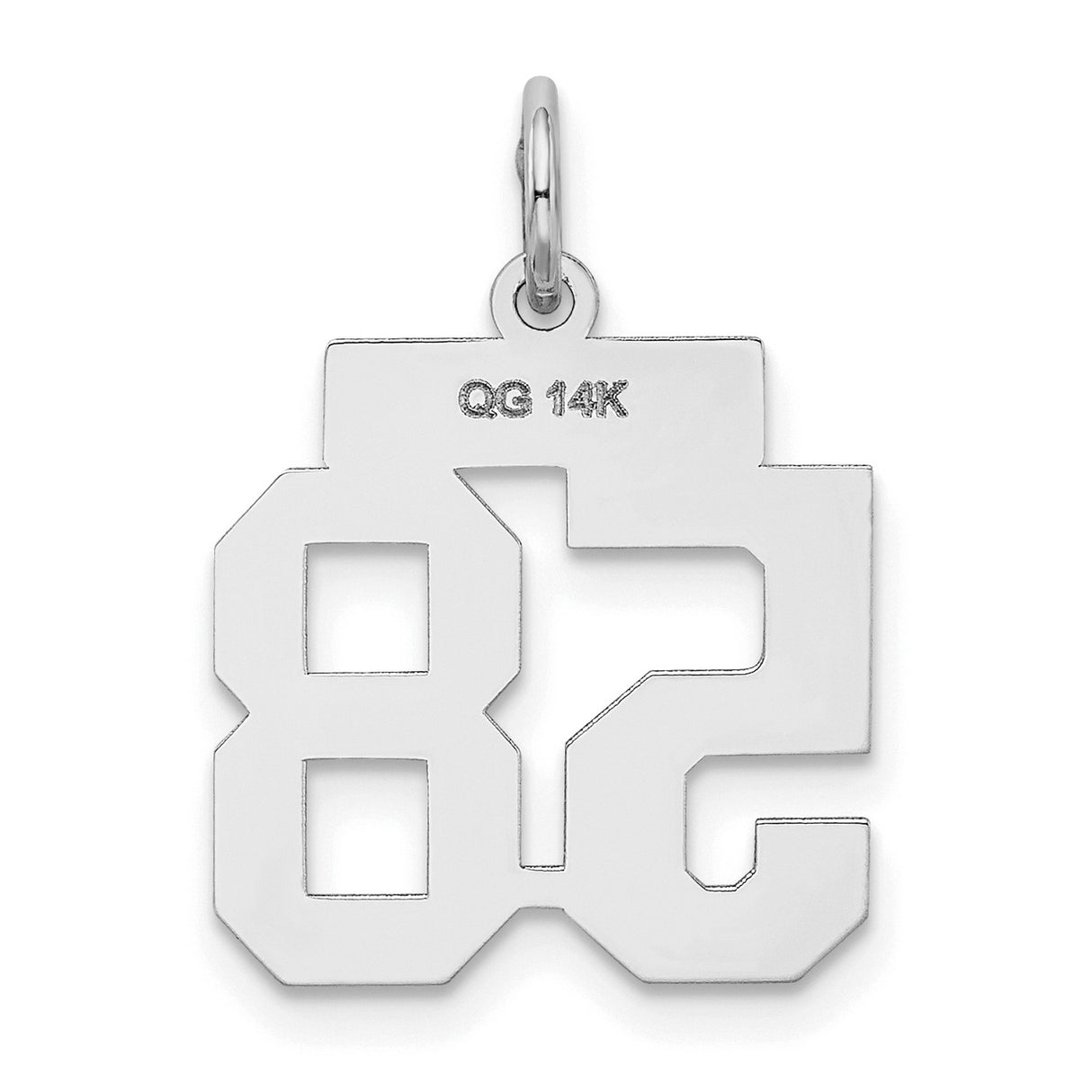Small Satin Number 58 Charm Pendant in Real 14k White Gold