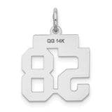 Small Satin Number 58 Charm Pendant in Real 14k White Gold