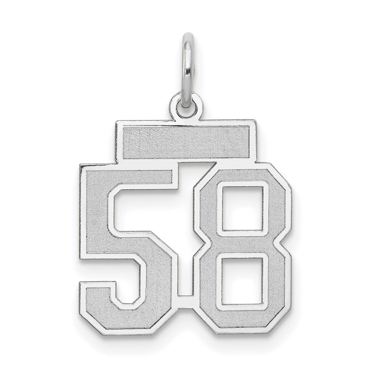 Small Satin Number 58 Charm Pendant in Real 14k White Gold