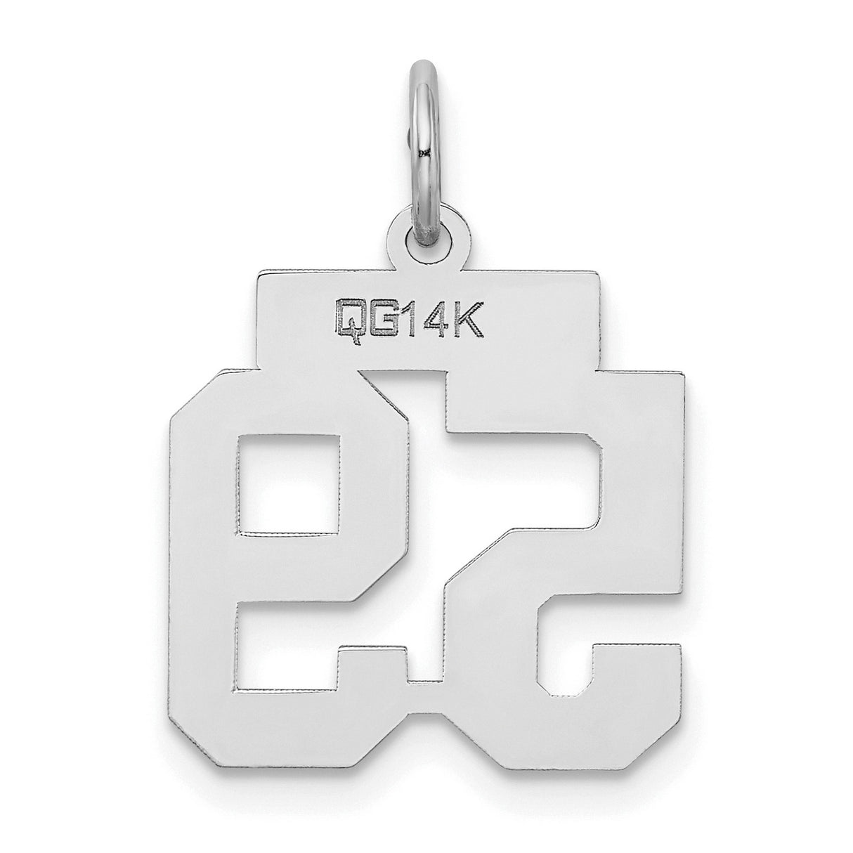 Small Satin Number 59 Charm Pendant in Real 14k White Gold