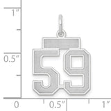 Small Satin Number 59 Charm Pendant in Real 14k White Gold