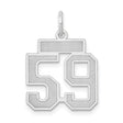 Small Satin Number 59 Charm Pendant in Real 14k White Gold