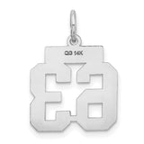 Small Satin Number 63 Charm Pendant in Real 14k White Gold