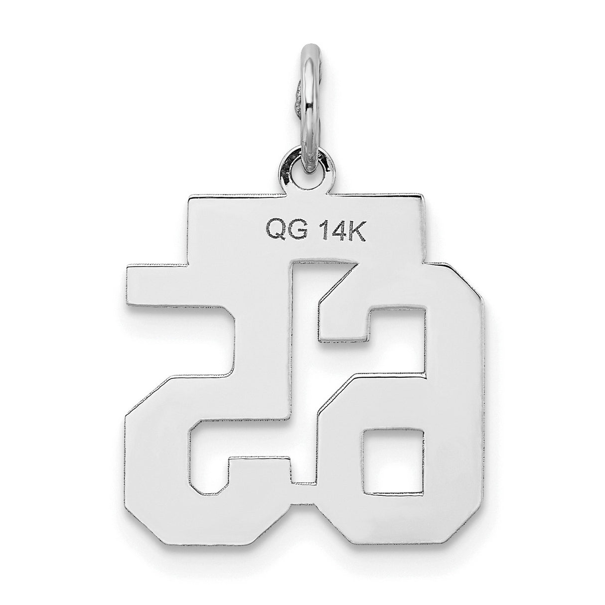 Small Satin Number 65 Charm Pendant in Real 14k White Gold