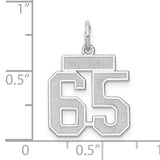 Small Satin Number 65 Charm Pendant in Real 14k White Gold
