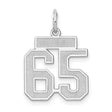 Small Satin Number 65 Charm Pendant in Real 14k White Gold