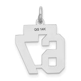 Small Satin Number 67 Charm Pendant in Real 14k White Gold