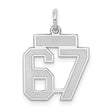 Small Satin Number 67 Charm Pendant in Real 14k White Gold