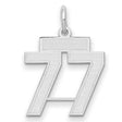 Small Satin Number 77 Charm Pendant in Real 14k White Gold