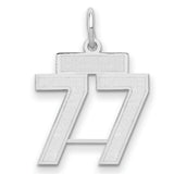 Small Satin Number 77 Charm Pendant in Real 14k White Gold