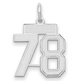 Small Satin Number 78 Charm Pendant in Real 14k White Gold
