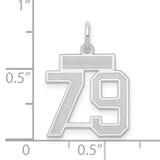 Small Satin Number 79 Charm Pendant in Real 14k White Gold