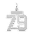 Small Satin Number 79 Charm Pendant in Real 14k White Gold