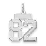 Small Satin Number 82 Charm Pendant in Real 14k White Gold