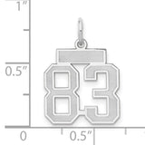 14k White Gold Number 83 Pendant, Varsity Style Jersey Charm with Satin and Polished Finish