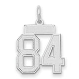 Small Satin Number 84 Charm Pendant in Real 14k White Gold