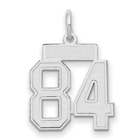 Small Satin Number 84 Charm Pendant in Real 14k White Gold