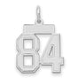 Small Satin Number 84 Charm Pendant in Real 14k White Gold
