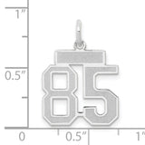 14k White Gold Number 85 Pendant, Polished Textured Finish, Bold Block Style Charm
