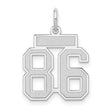 14k White Gold Number 86 Pendant Charm, Bold Block Sports Style for Men or Unisex Wear