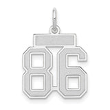 14k White Gold Number 86 Pendant Charm, Bold Block Sports Style for Men or Unisex Wear