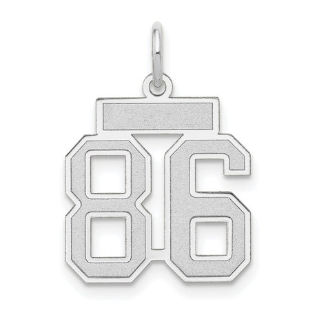 14k White Gold Number 86 Pendant Charm, Bold Block Sports Style for Men or Unisex Wear