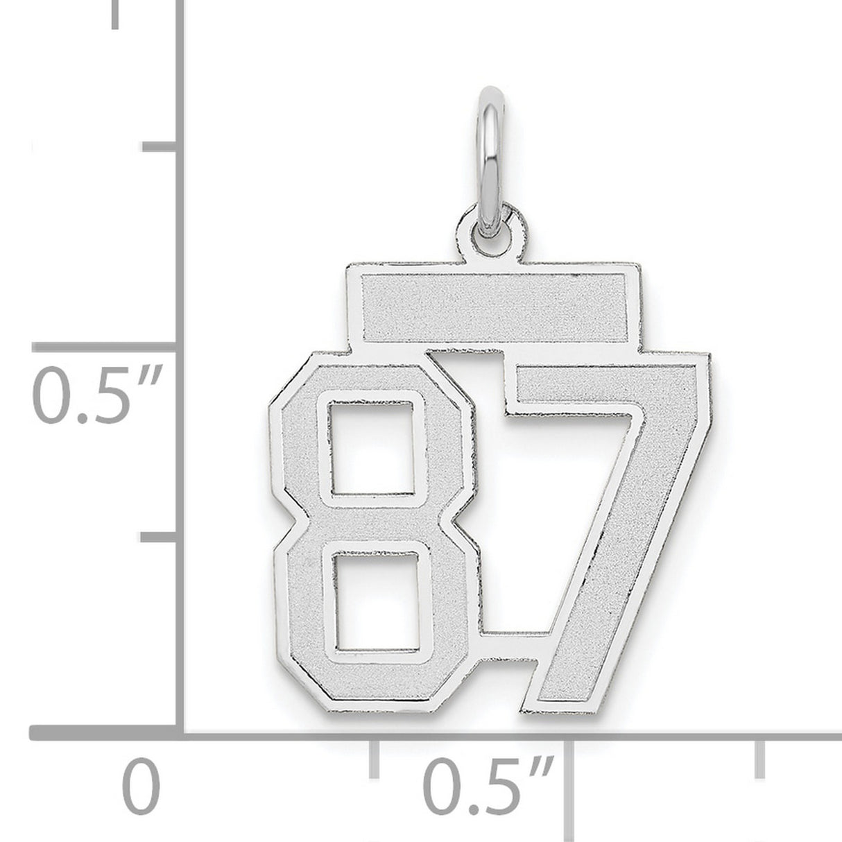 Small Satin Number 87 Charm Pendant in Real 14k White Gold