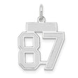 Small Satin Number 87 Charm Pendant in Real 14k White Gold