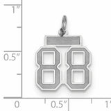 Small Satin Inlay Number 88 Charm Pendant in Real 14k White Gold