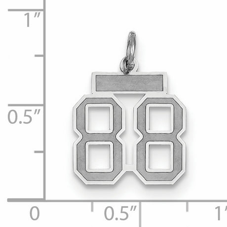 Small Satin Inlay Number 88 Charm Pendant in Real 14k White Gold
