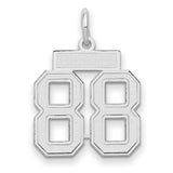 Small Satin Inlay Number 88 Charm Pendant in Real 14k White Gold