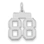 Small Satin Inlay Number 88 Charm Pendant in Real 14k White Gold