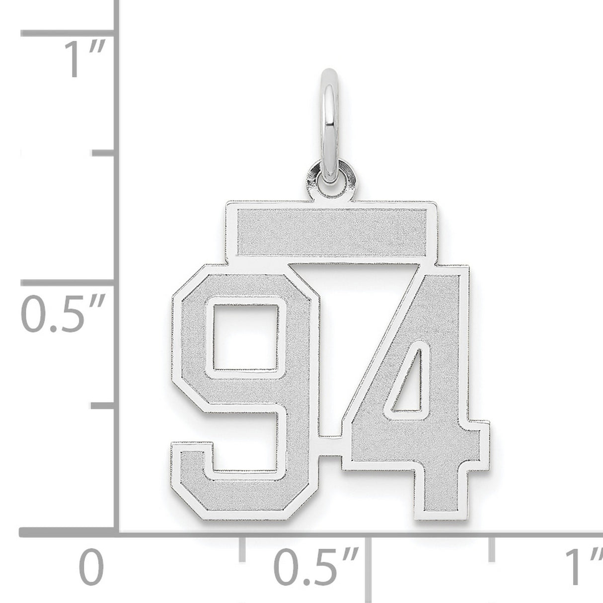 Small Satin Number 94 Charm Pendant in Real 14k White Gold