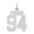 Small Satin Number 94 Charm Pendant in Real 14k White Gold
