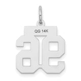 14k White Gold Number 96 Pendant, Bold Block Style Sports Charm for Men and Women