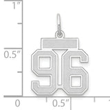 14k White Gold Number 96 Pendant, Bold Block Style Sports Charm for Men and Women
