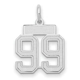 14k White Gold Number 99 Pendant, Block Font Sports Charm for Athletes and Fans