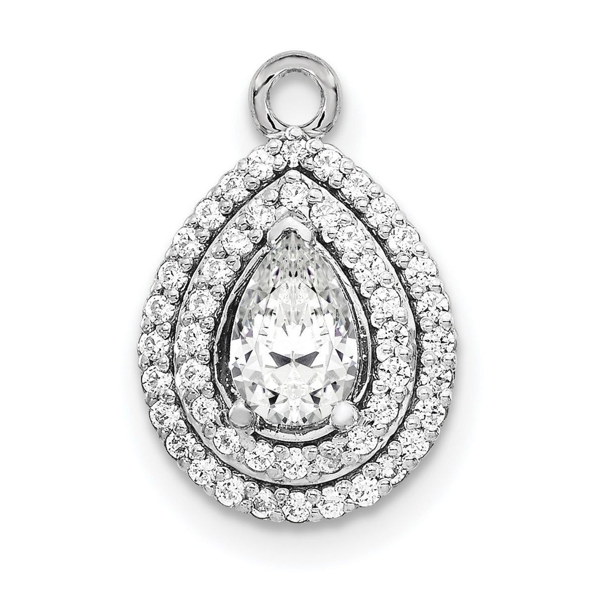 1.4ct Teardrop Semi-mount VS Diamond Charm Pendant in Real 14k White Gold