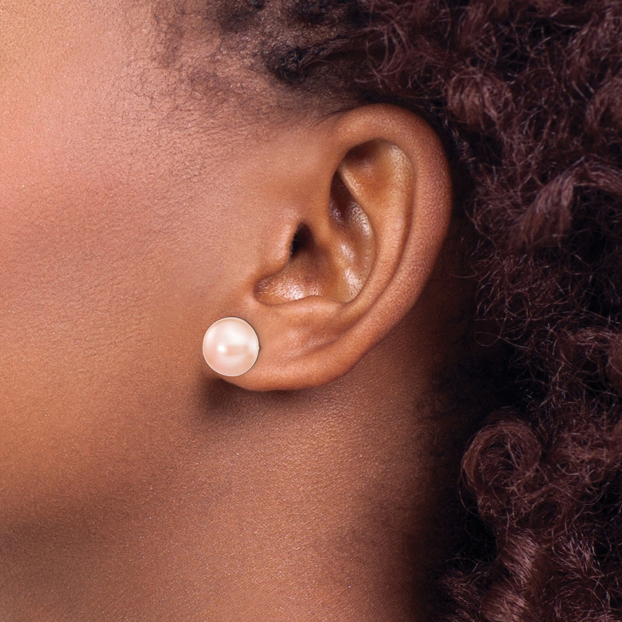14k Yellow Gold Stud Earrings with Pink Freshwater Cultured Pearls, Round Button Style