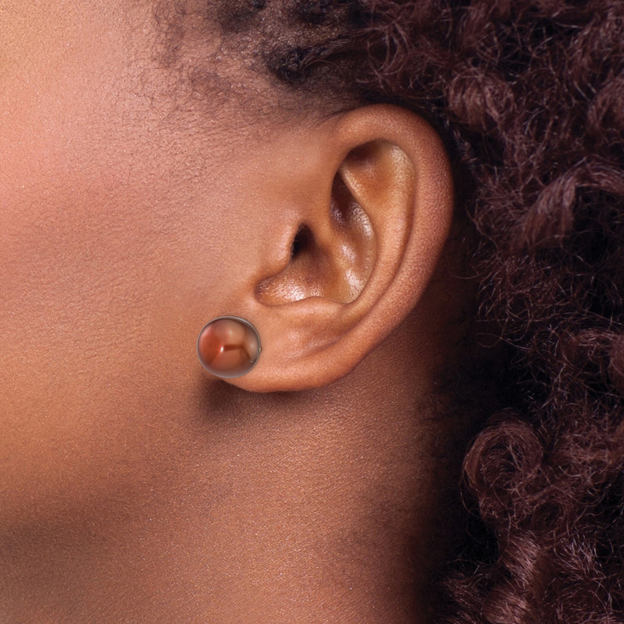 14k Yellow Gold Stud Earrings with Brown Cultured Pearls, Round Button Shape, Minimalist Design