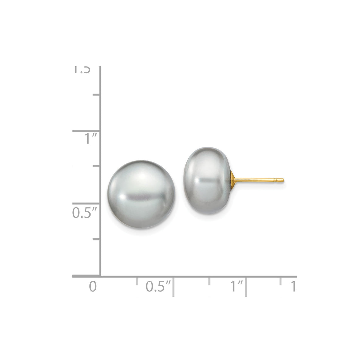 14k Yellow Gold Stud Earrings with Round White Cultured Pearls for Women