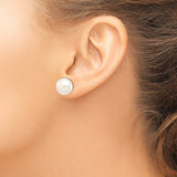 14k Yellow Gold Pearl Stud Earrings, Classic Round White Cultured Pearls for Women