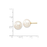 14k Yellow Gold Pearl Stud Earrings with White Cultured Pearls, Classic Bridal Jewelry for Women