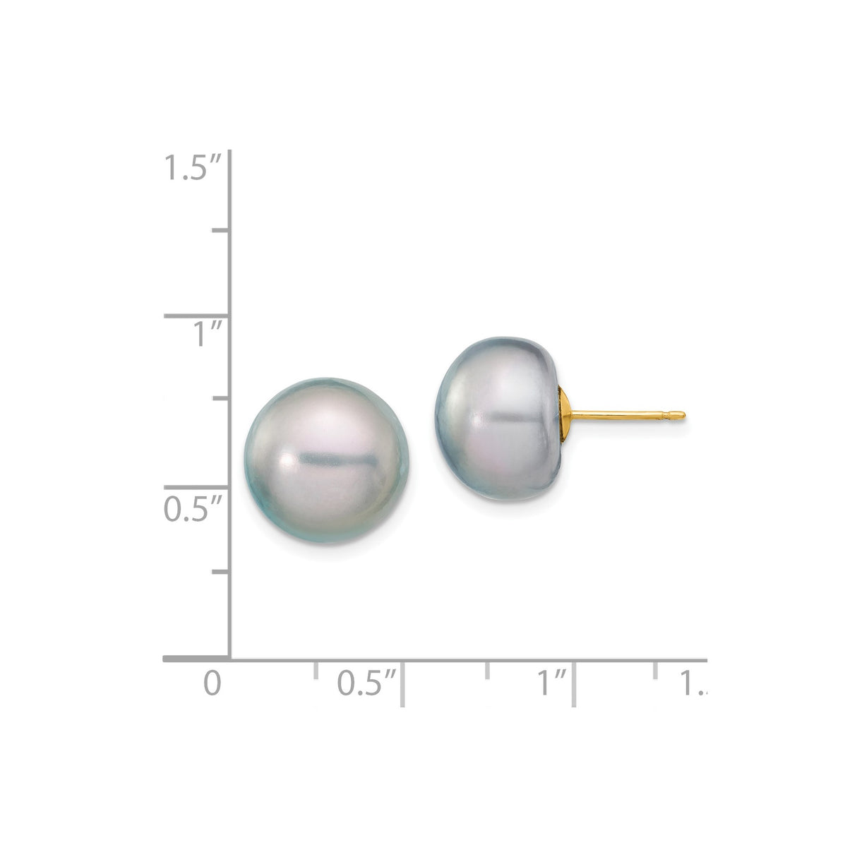 14k Yellow Gold Stud Earrings with Pearl, Minimalist Round Design for Women