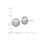 14k Yellow Gold Stud Earrings with Pearl, Minimalist Round Design for Women