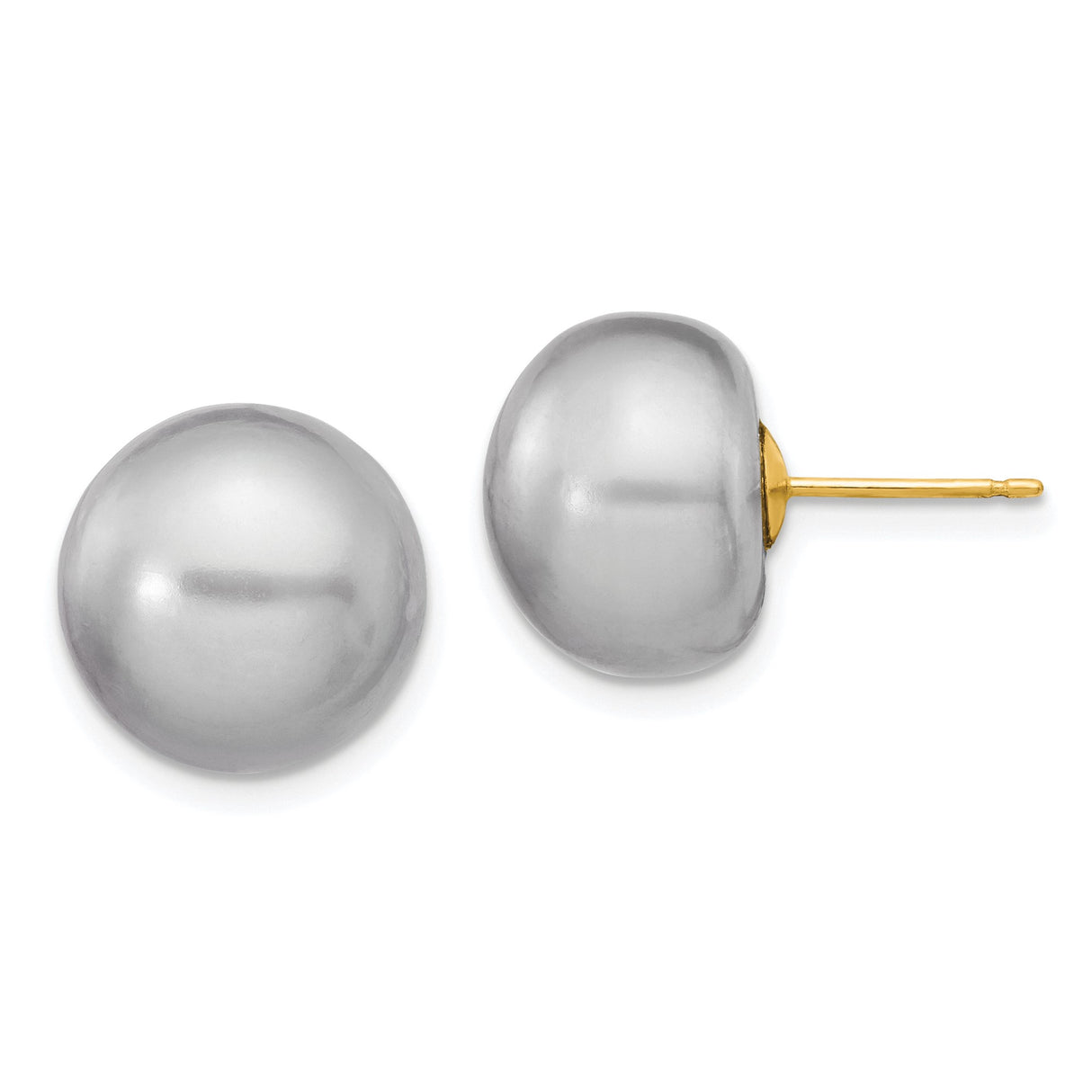 14k Yellow Gold Stud Earrings with Pearl, Minimalist Round Design for Women