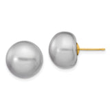 14k Yellow Gold Stud Earrings with Pearl, Minimalist Round Design for Women
