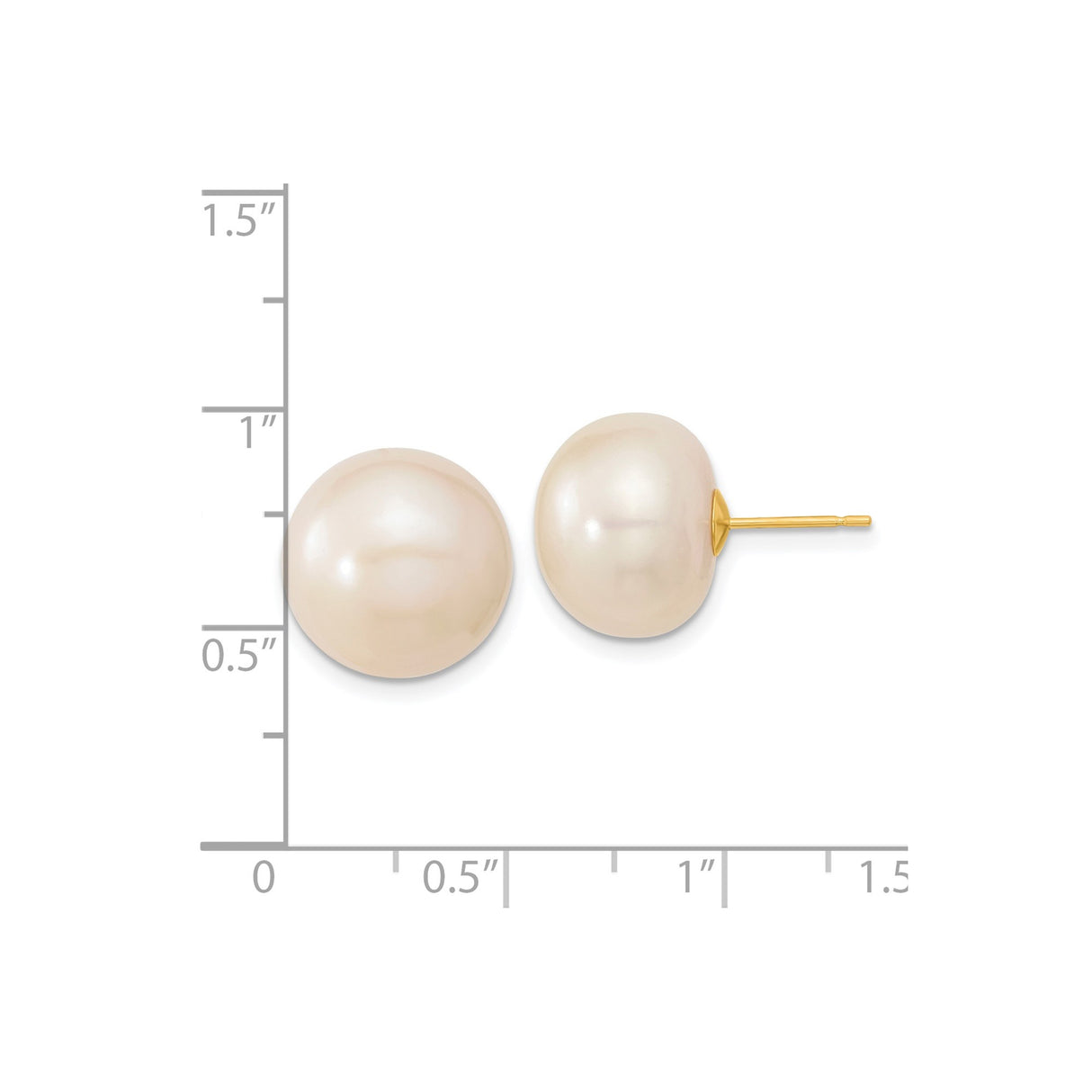 14k Yellow Gold Stud Earrings with Cultured White Pearls, Classic Everyday Style for Women